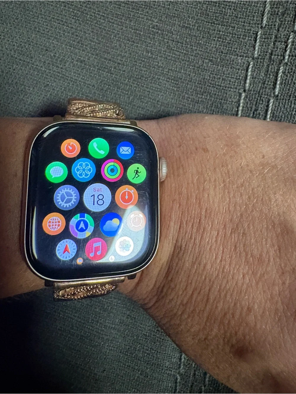 Apple Rose Gold Smartwatch with Braided Metallic Band